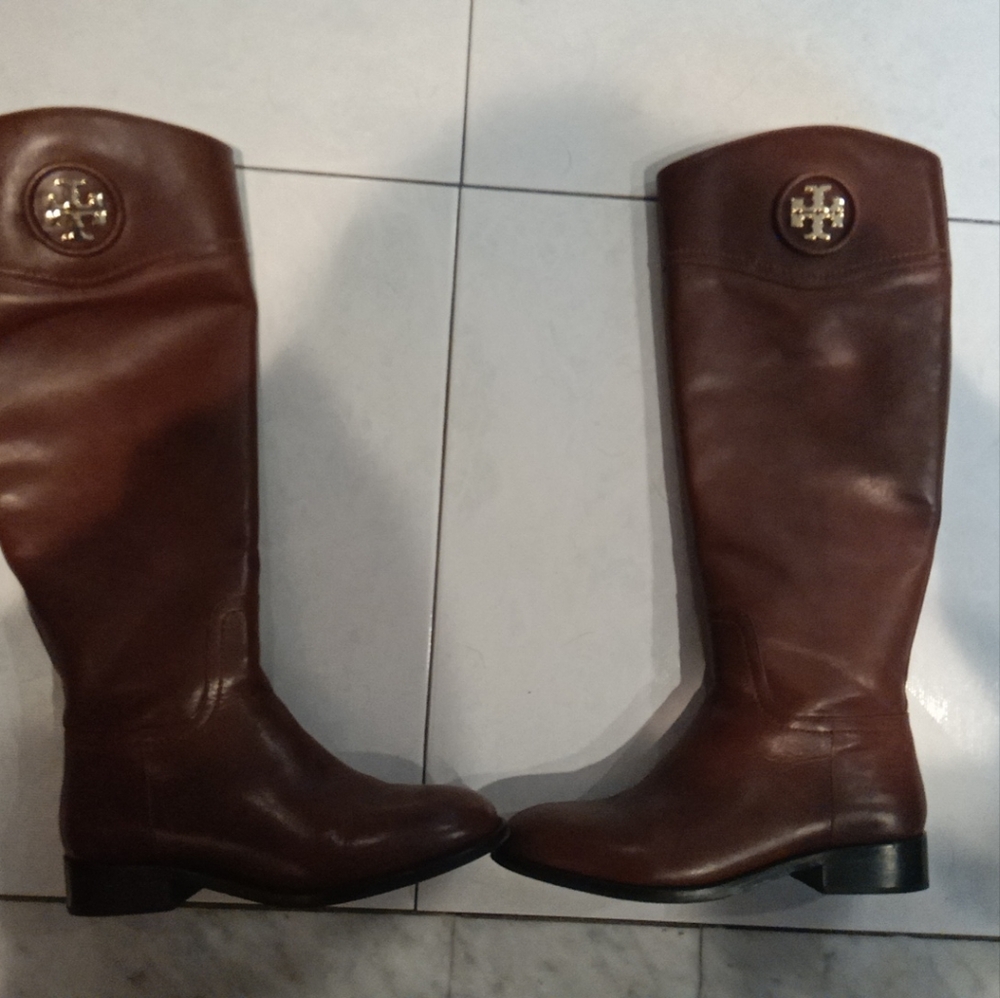 Tory Burch Brown Leather Riding Boots